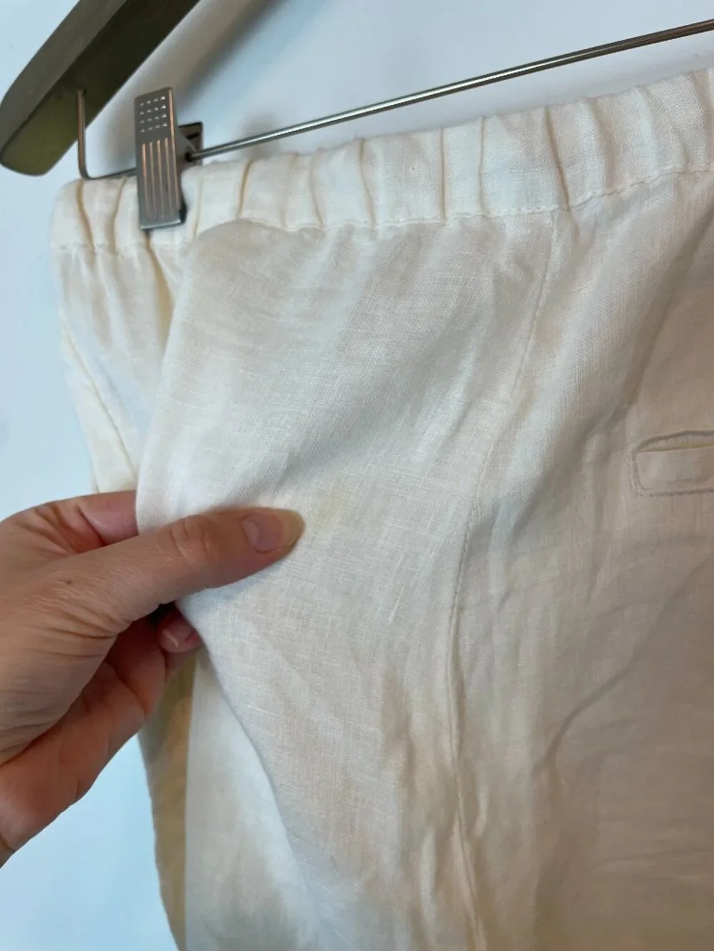 MANGO Linen Straight Leg Drawstring Elastic Waist Beach Quiet Luxury Pants \\ S